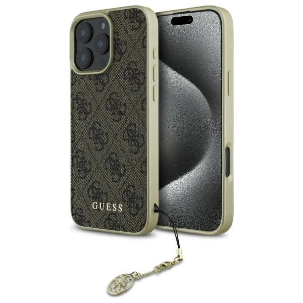 Guess 4G Charms Collection case til iPhone 16 Pro - brun
