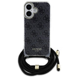 Guess Crossbody Cord 4G Print Case til iPhone 16 - sort