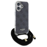 Guess Crossbody Cord 4G Print Case til iPhone 16 - sort