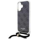 Guess Crossbody Cord 4G Print Case til iPhone 16 - sort