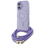 Guess Crossbody Cord Script MagSafe iPhone 16 Case - lilla
