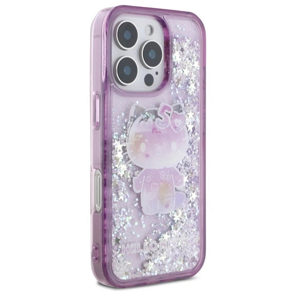 Hello Kitty Liquid Glitter 50TH Anniversary Party iPhone 16 Pro Max Case - Purple
