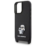 Karl Lagerfeld Saffiano Karl&Choupette Metal Pin CBDY Strap iPhone 16 Case - Black