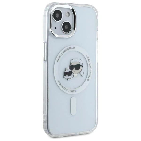 Karl Lagerfeld IML Metal Karl&Choupette Head MagSafe iPhone 14 Case - White