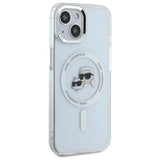 Karl Lagerfeld IML Metal Karl&Choupette Head MagSafe iPhone 14 Case - White