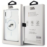 Karl Lagerfeld IML Metal Karl&Choupette Head MagSafe iPhone 14 Case - White