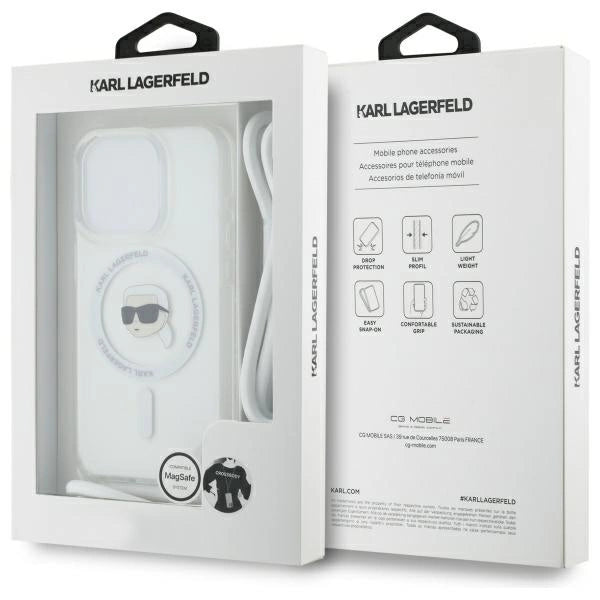 Karl Lagerfeld Crossbody IML Karl Head Magsafe Case for iPhone 16 Pro - Clear