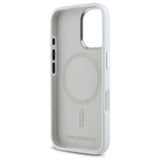 Karl Lagerfeld Silicone Initial Metal Logo MagSafe iPhone 16 Case - White