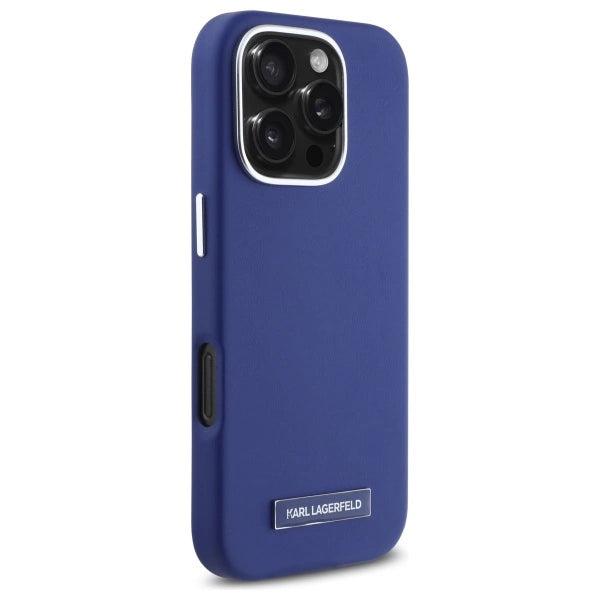 Karl Lagerfeld FW Metal Plate MagSafe iPhone 16 Pro Max Case - Blue