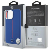 Mercedes Silicone Red Stripe MagSafe Case for iPhone 16 Pro Max - Navy Blue