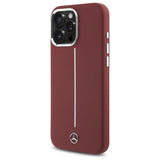 Mercedes Silicone White Stripe MagSafe Case for iPhone 16 Pro Max - Red