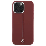 Mercedes Silicone White Stripe MagSafe Case for iPhone 16 Pro Max - Red