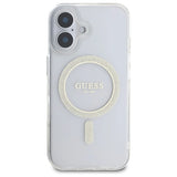 Guess GUHMP16MHFGERET iPhone 16 Plus 6.7" gennemsigtigt hårdkasse IML Glitter Circle MagSafe