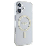 Guess GUHMP16MHFGERET iPhone 16 Plus 6.7" gennemsigtigt hårdkasse IML Glitter Circle MagSafe