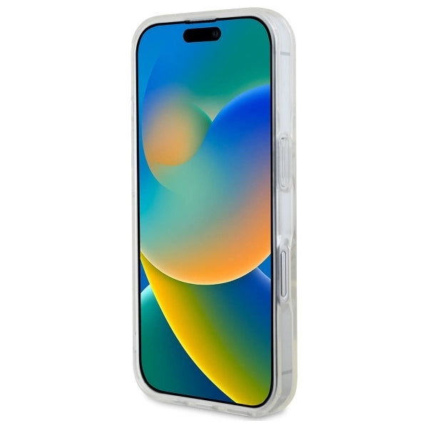 Guess GUHMP16MHFGERET iPhone 16 Plus 6.7" gennemsigtigt hårdkasse IML Glitter Circle MagSafe