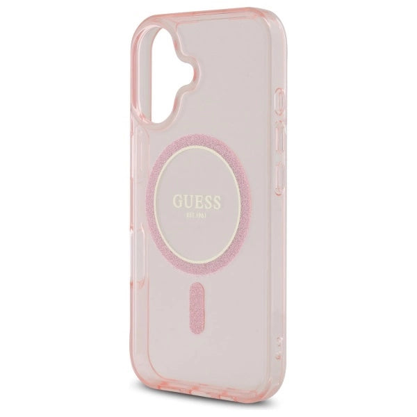 Guess GUHMP16SHFGEREP iPhone 16 6.1" pink/pink hardcase IML Glitter Circle MagSafe
