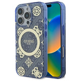 Guess GUHMP16XH4PYEEB iPhone 16 Pro Max 6.9" blå/blå IML Peony på 4G Baggrund MagSafe
