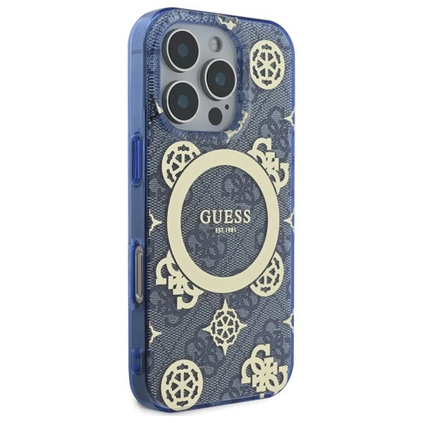 Guess GUHMP16XH4PYEEB iPhone 16 Pro Max 6.9" blå/blå IML Peony på 4G Baggrund MagSafe