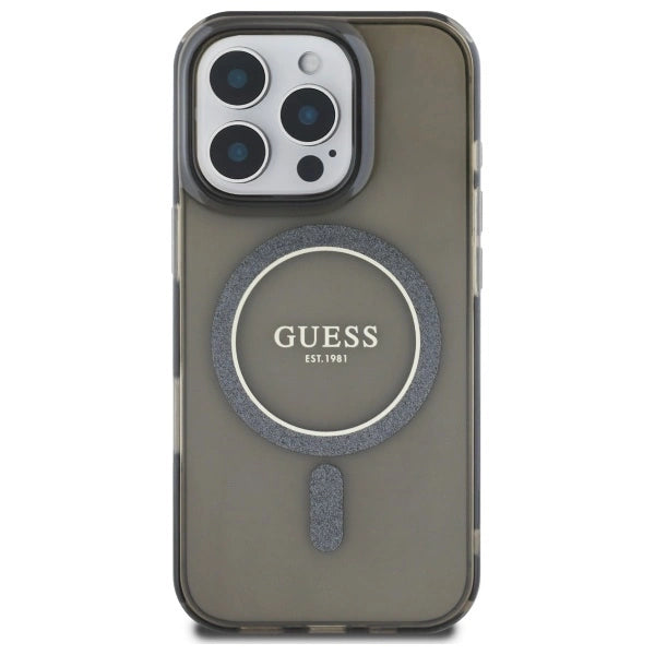 Guess IML Glitter Circle MagSafe case for iPhone 16 Pro Max - black