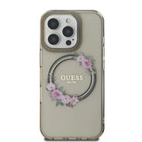 Guess GUHMP16XHFWFCK iPhone 16 Pro Max 6.9" black/black hardcase IML Flowers Wreath MagSafe