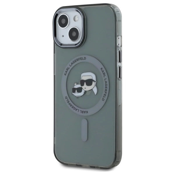 Karl Lagerfeld KLHMP15SHLSKCK iPhone 15 6.1" black/black hardcase IML Metal Karl&Choupette Head MagSafe