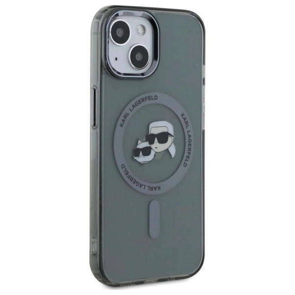 Karl Lagerfeld KLHMP15SHLSKCK iPhone 15 6.1" black/black hardcase IML Metal Karl&Choupette Head MagSafe