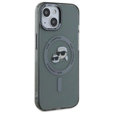 Karl Lagerfeld KLHMP15SHLSKCK iPhone 15 6.1" black/black hardcase IML Metal Karl&Choupette Head MagSafe