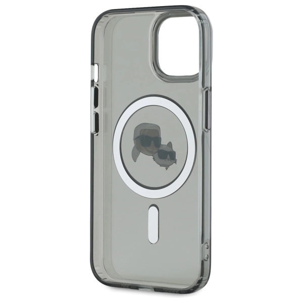 Karl Lagerfeld KLHMP15SHLSKCK iPhone 15 6.1" black/black hardcase IML Metal Karl&Choupette Head MagSafe