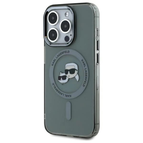 Karl Lagerfeld KLHMP15XHLSKCK iPhone 15 Pro Max 6.7" black/black hardcase IML Metal Karl&Choupette Head MagSafe