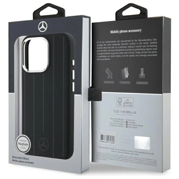Mercedes MEHMP16L23SUVSK iPhone 16 Pro 6.3" black/black hardcase Silicone Vertical Tonal Stripes MagSafe