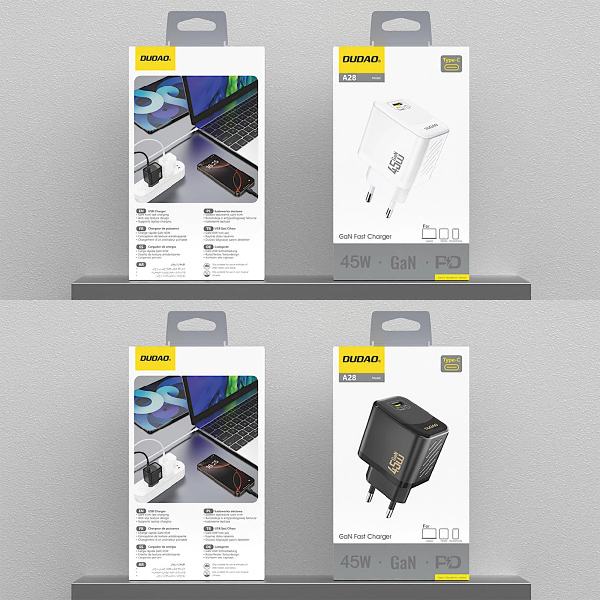 Dudao A28 45W GaN USB-C Wall Charger - Black