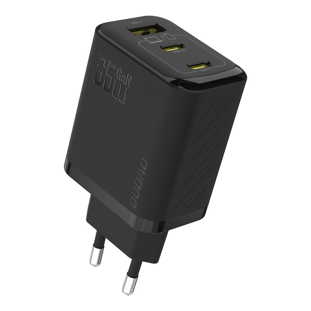 Dudao A29 65W GaN Wall Charger 2 x USB-C + 1 x USB-A - sort