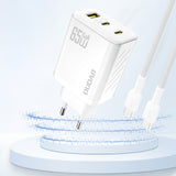 Dudao A29 65W GaN Wall Charger 2 x USB-C + 1 x USB-A - hvid