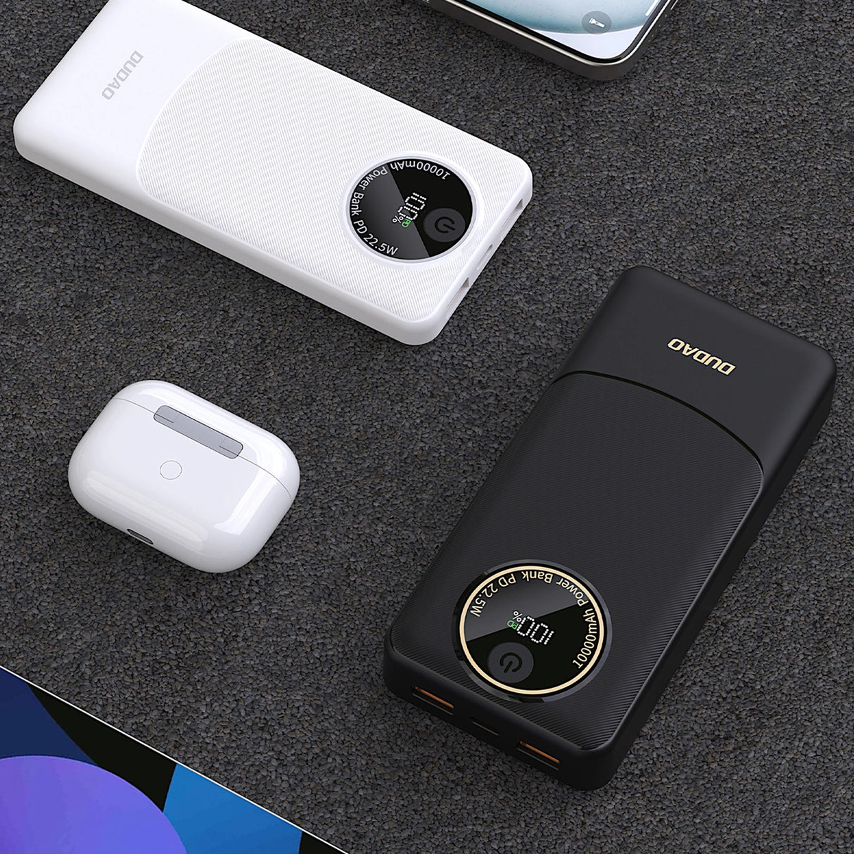 Powerbank Dudao K12 10000mAh PD22.5W USB-A, USB-C - sort