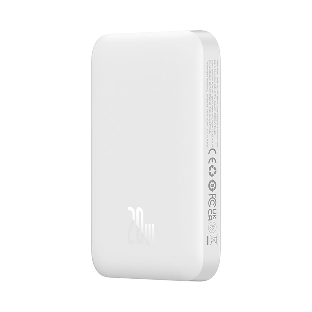 Baseus Magnetic Mini Air PPCXM06A 6000mAh 20W Power Bank med Simple Series USB-C-kabel - hvid