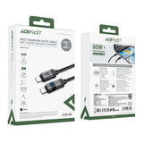Acefast C15-03 USB-C - USB-C Cable with Display 480Mb/s 60W 1.2m - Black