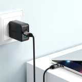 Acefast C15-03 USB-C - USB-C-kabel med display 480Mb/s 60W 1,2m - sort