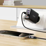 Acefast C15-03 USB-C - USB-C-kabel med display 480Mb/s 60W 1,2m - sort