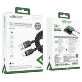 Acefast C14-04 USB-A - USB-C Kabel Spring 480Mb/s 3A 1.2m - sort