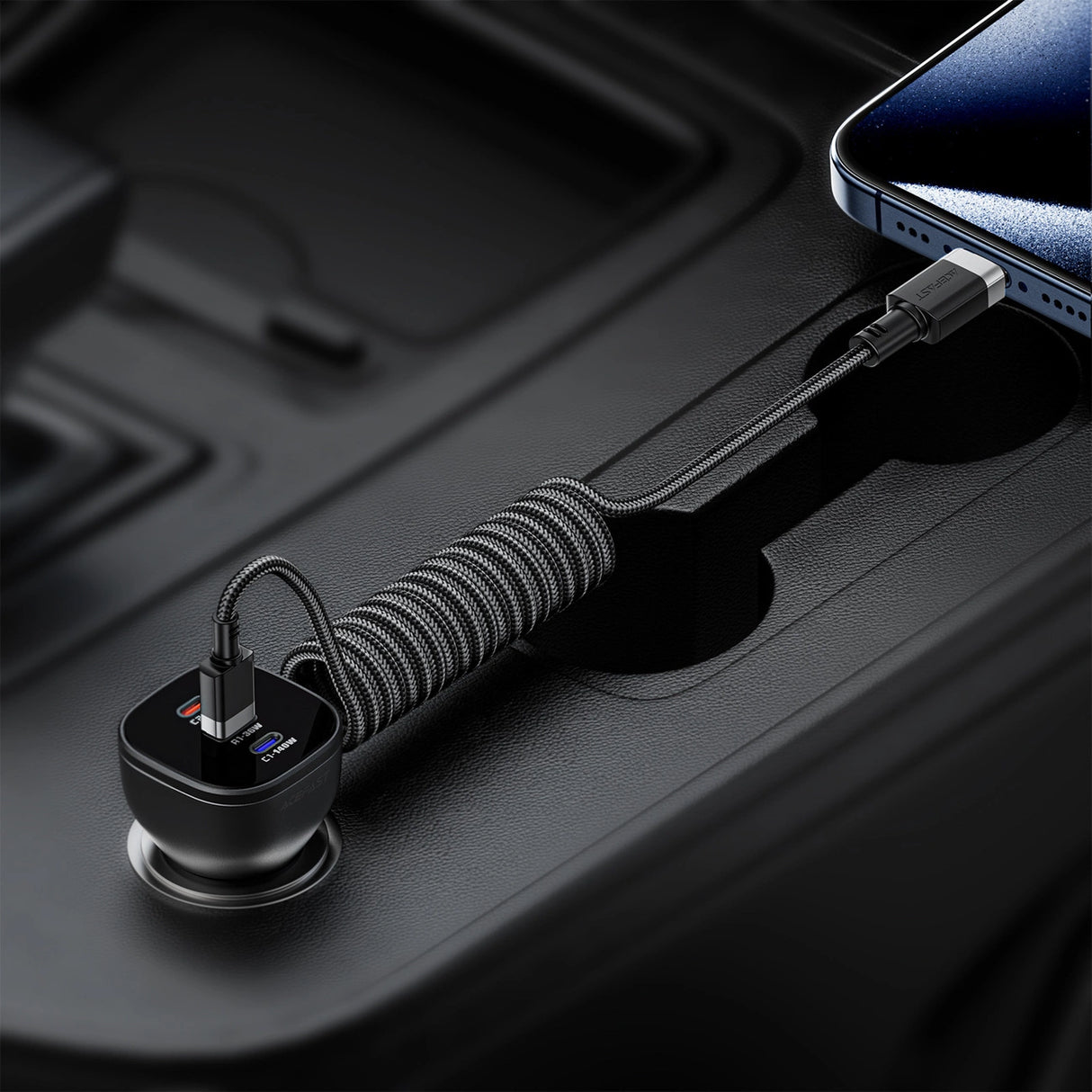 Acefast C14-04 USB-A - USB-C Kabel Spring 480Mb/s 3A 1.2m - sort