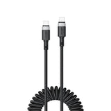 Acefast C14-03 USB-C - USB-C Spring Cable 480Mb/s 3A 1.2m - sort