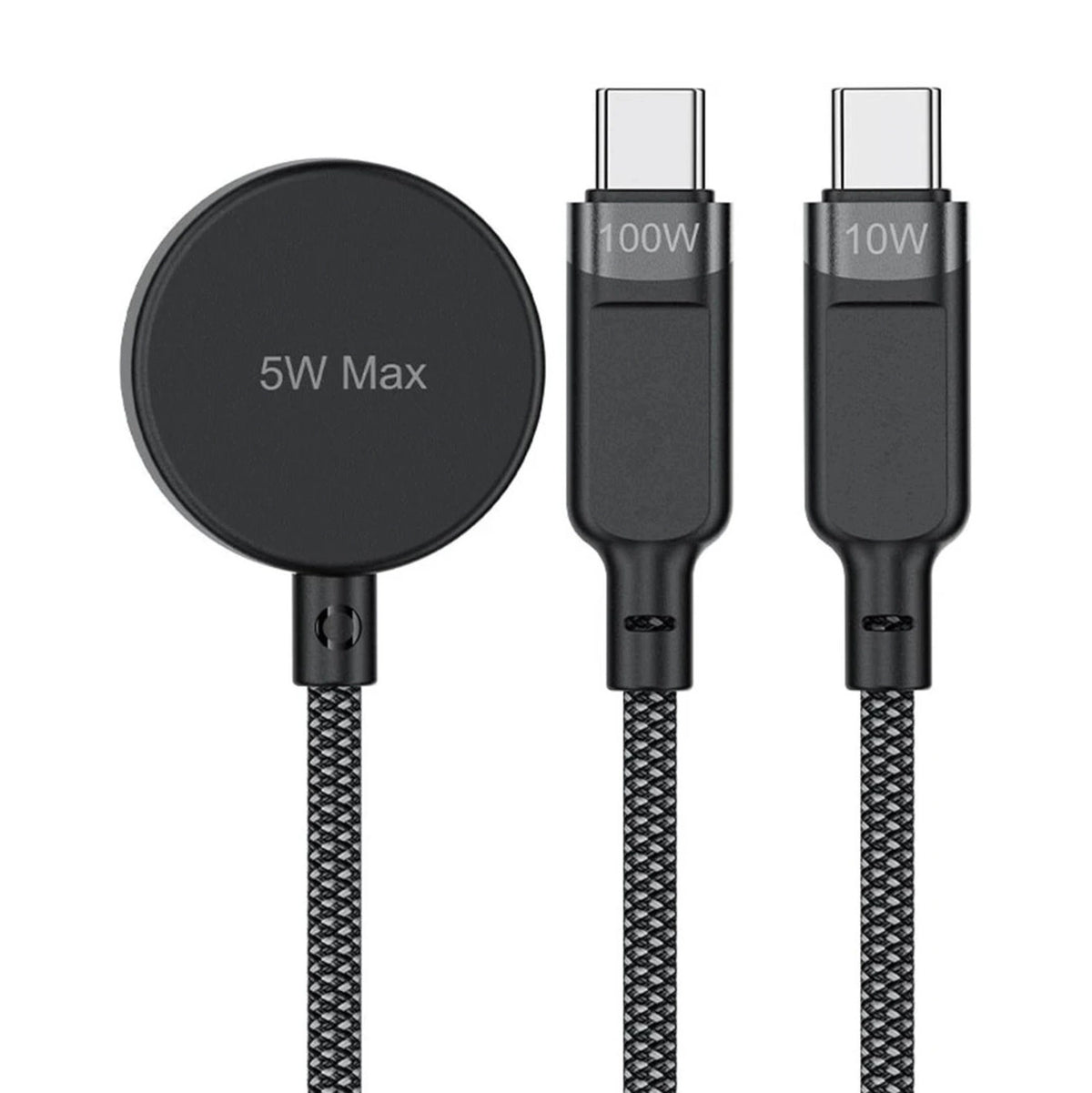 Acefast C6-11 USB-C 3-i-1-kabel - 2x USB-C / Qi 480Mb/s 100W 1,2m - sort