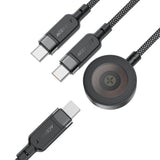 Acefast C6-11 USB-C 3-i-1-kabel - 2x USB-C / Qi 480Mb/s 100W 1,2m - sort