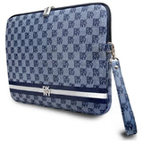 DKNY Sleeve Checkered Pattern Printed Stripes 14" Laptop Case - Blue