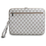 DKNY Sleeve Checkered Pattern Printed Stripes 14" Laptop Case - Beige