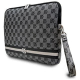DKNY Sleeve Checkered Pattern Printed Stripes 16" Laptop Case - Black