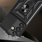 Hybrid Armor Camshield med Camera Cover og Metal Ring til Samsung Galaxy S25 - sort