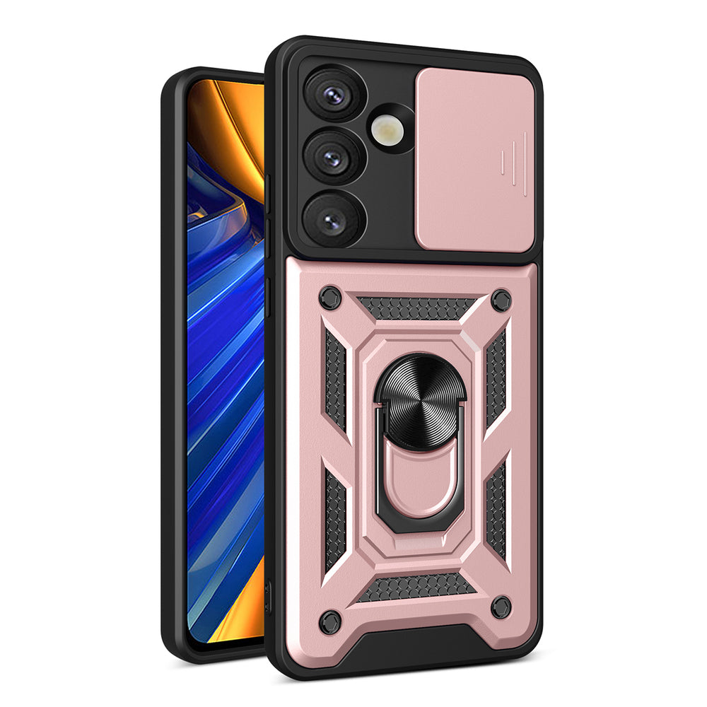 Hybrid Armor Camshield med Camera Cover og Metal Ring til Samsung Galaxy S25 - Pink