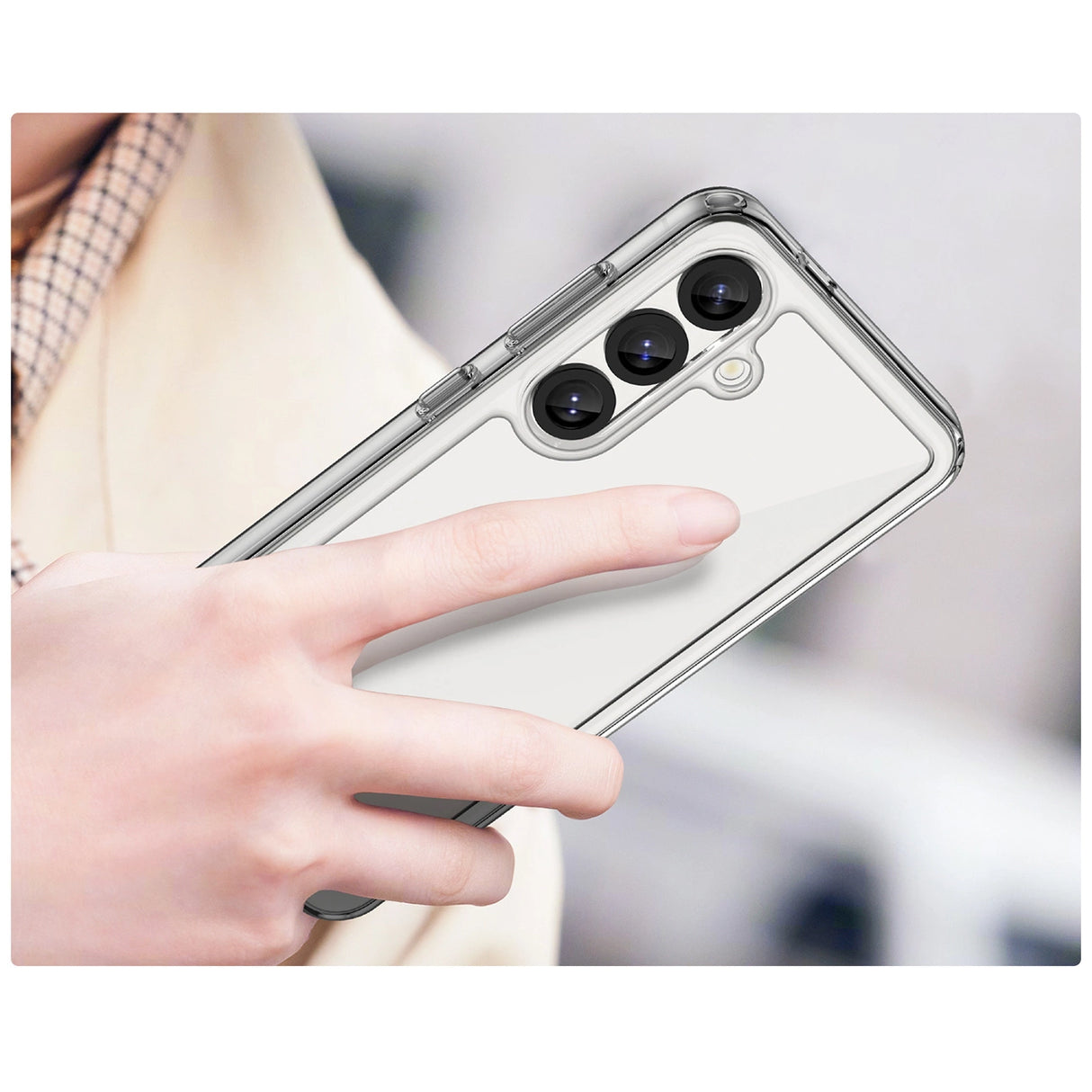 Udendørs rumkasse med gelramme til Samsung Galaxy S25 - Clear Black