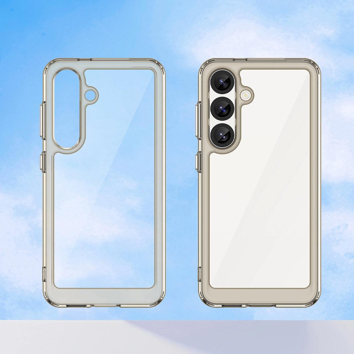 Udendørs rumkasse med gelramme til Samsung Galaxy S25 - Clear Black